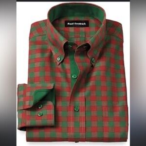 NWOT Paul Fredrick Red and Green Plaid Men's Shirt